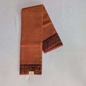 semi kosa silk saree – mustard yellow with tribal warli art